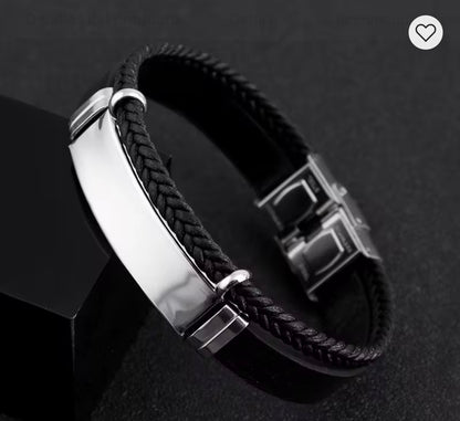 Men's Wover Lether Wrap Bracelet