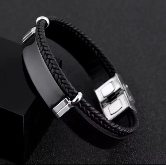 Men's Wover Lether Wrap Bracelet